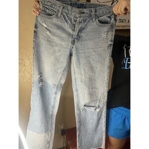 Arizona Jeans Women's Sz 0 High Rise Vintage‎ Straight Button Fly Distressed
